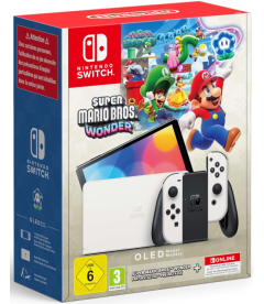 Nintendo Switch Oled + Super Mario Wonder + 12 Month Subscription (White)